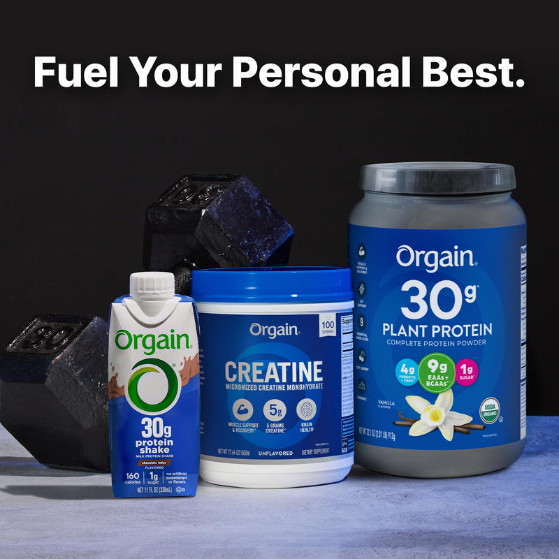 [Australia] - Orgain Creatine Monohydrate Micronized Powder, Unflavored, Supports Muscle Growth, Post Workout Recovery and Brain Health, No Artificial Additives, for Men & Women, Vegan, 100 Servings 