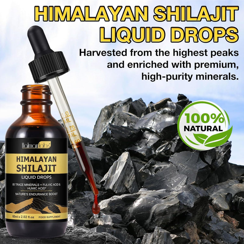 [Australia] - Shilajit Original Shilajit Resin-Natural Organic Shilajit with Fulvic Acid & Trace Minerals-Shilajit Original Himalayan Organic Minerals Supports Endurance and Vitality,Pure Himalayan Drops,60ml 