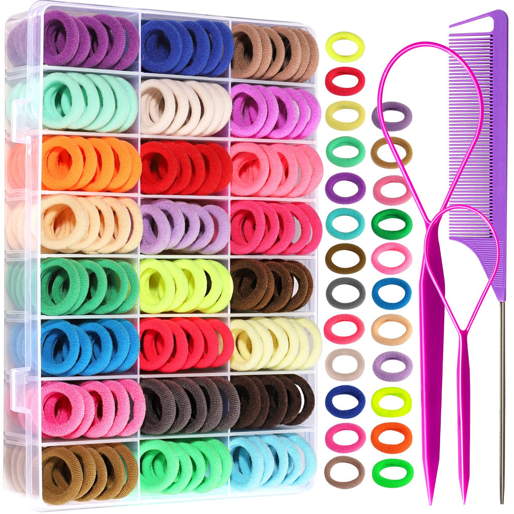 YGDZ Baby Hair Ties 24 Colors, 280 PCS Cotton Toddler Hair Ties, Elastics Hair bands with Organizer Box, Seamless Small Hair Bands, Soft Mini Ponytail Holders, Hair Accessories for Girls, Baby, Kids