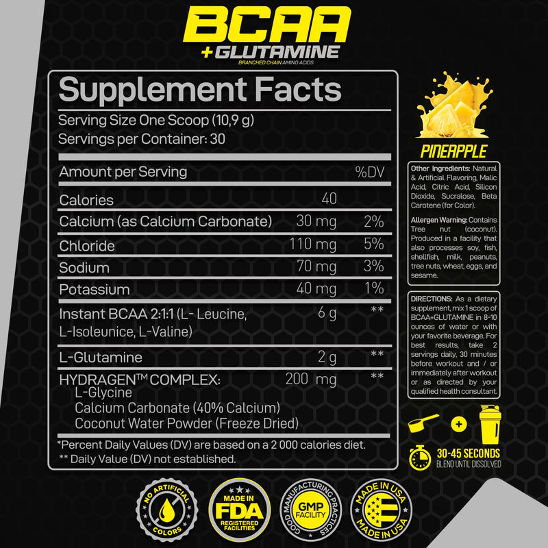 [Australia] - Forzagen BCAAS Amino Acids Powder with Glutamine BCAA Powder, Branched Chain Amino Acids Supplements Powder, BCAA Lean Energy Pre Workout - Post Workout Muscle Recovery Powder, 30 Servings Pineapple 