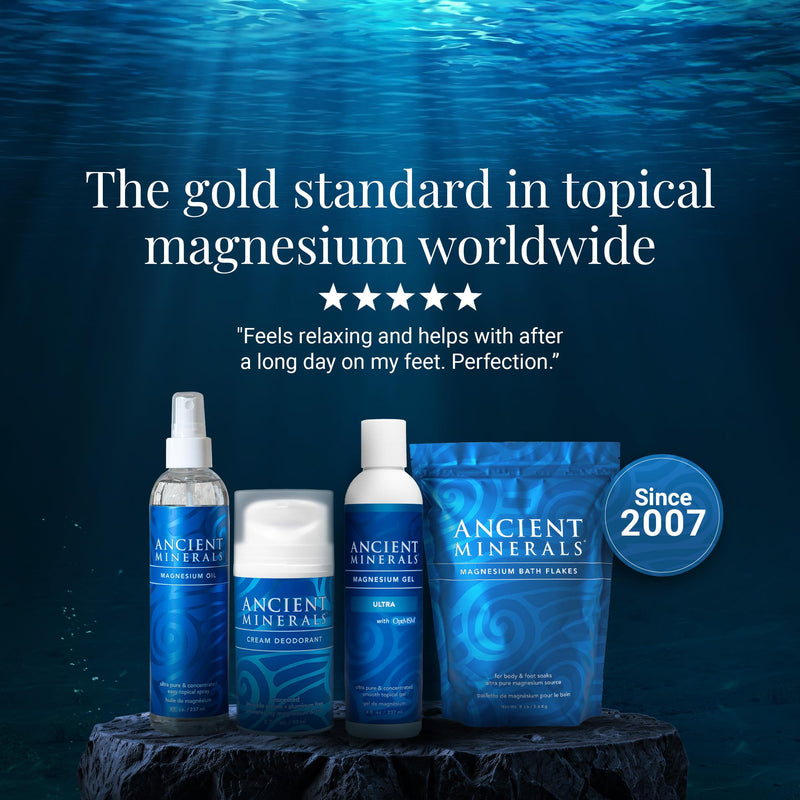 Ancient Minerals Magnesium Lotion Ultra with MSM, Zechstein, 5oz | Zechstein magnesium chloride lotion with OptiMSM for enhanced topical absorption. 5 oz. 5 Ounce (Pack of 1)