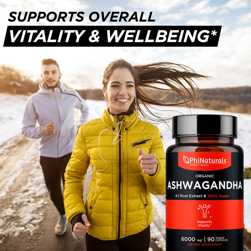 [Australia] - Ashwagandha Root Extract Capsules (Organic) Equivalent to 6000 mg Whole Root - Supplement with 1500 mg Per Serving - 500 mg Per Vegan Capsule - 90 Count 