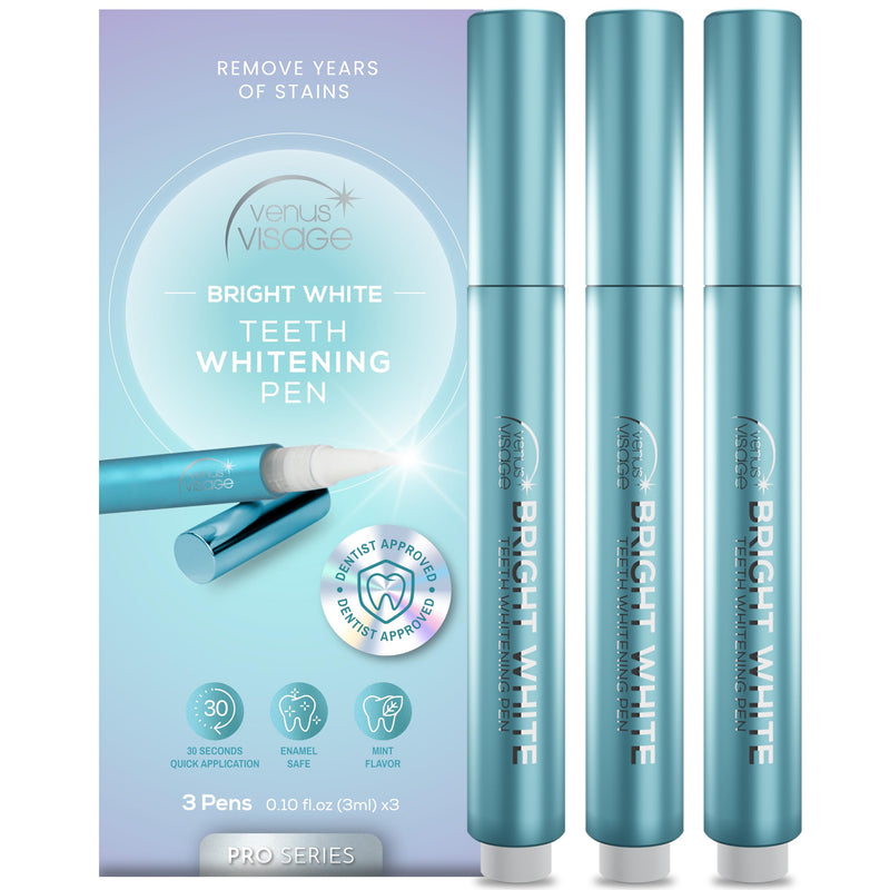 [Australia] - Venus Visage Teeth Whitening Pen - Effective Teeth Whitening Gel - 40+ Uses - Professional Formula - Mint Flavor - No Sensitivity (0.10 Fl Oz (Pack of 3)) 