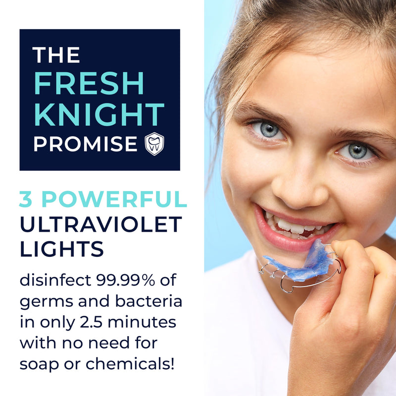 [Australia] - FRESH KNIGHT UVC Retainer Cleaner & Denture Cleaner - UV Retainer Case - Ideal for Invisalign & Mouth Guards - White UV Retainer Container - Convenient Travel Size Platinum UV 1 Box 