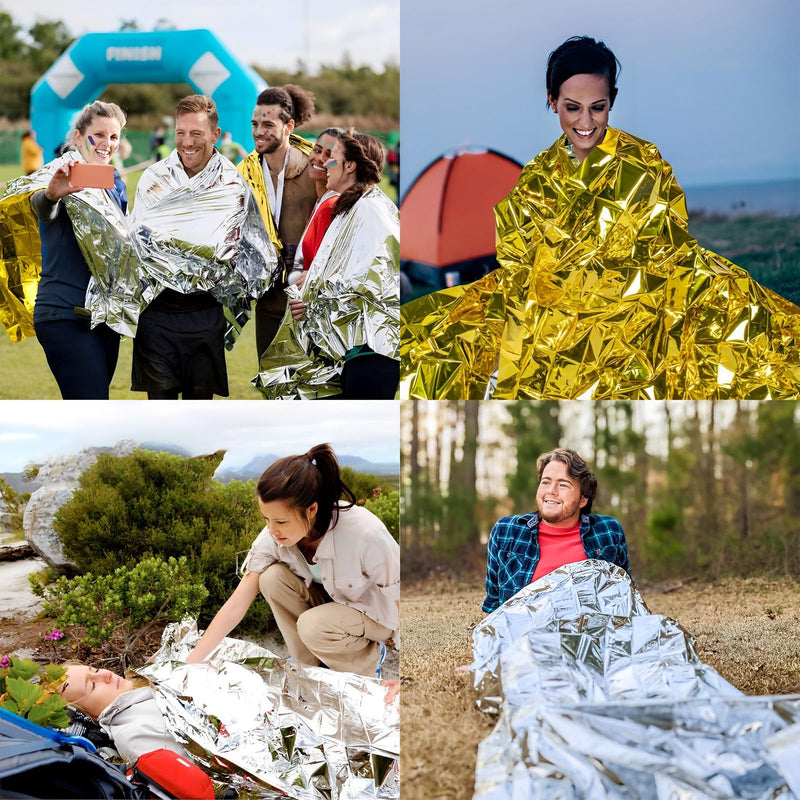 [Australia] - ElevaPulse Pack of 4 Rescue Blankets 210cm x 130cm, Rescue Blanket Gold Silver, Rescue Blankets, Safety Blanket, for Outdoor, Hiking, Survival, First Aid Blankets, Robust, Tear-Resistant & Waterproof 