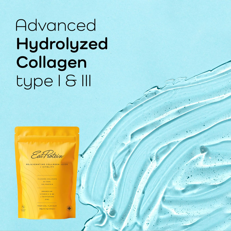 Hydrolyzed Collagen Juice (1 Month Supply) | 13,200mg Type 1&3 Collagen | Powered by Zinc, Vit C, B6 & Magnesium | 12g Protein | 32x Servings - Tropical Fruits Flavour 500g
