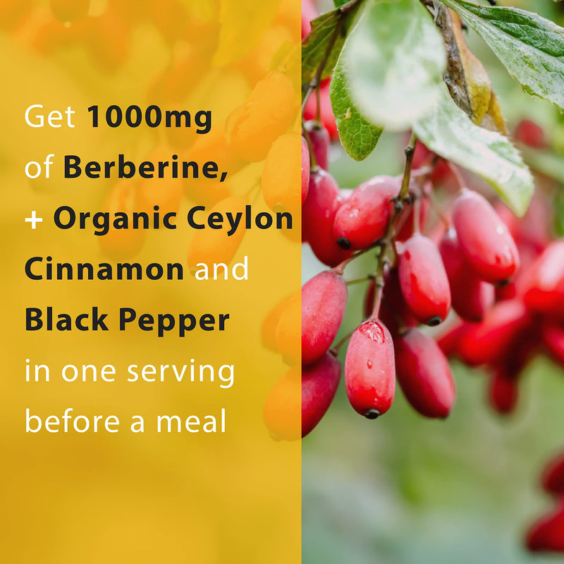 [Australia] - Thomas' all-natural Remedies Berberine 500mg (1000mg Per Serving)- 120 Vegan Capsules- with Ceylon Cinnamon & Black Pepper- Supports Healthy Immune Function & Overall Wellness 