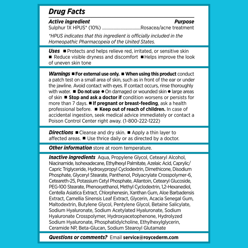 [Australia] - Roycederm Rosacea Treatment for Face with Azelaic Acid ‚Äì Redness Relief & Corrector ‚Äì Sensitive Skin Moisturizer for Redness, Bumps & Irritation with & Sulphur, Niacinamide, Centella & Ceramides 
