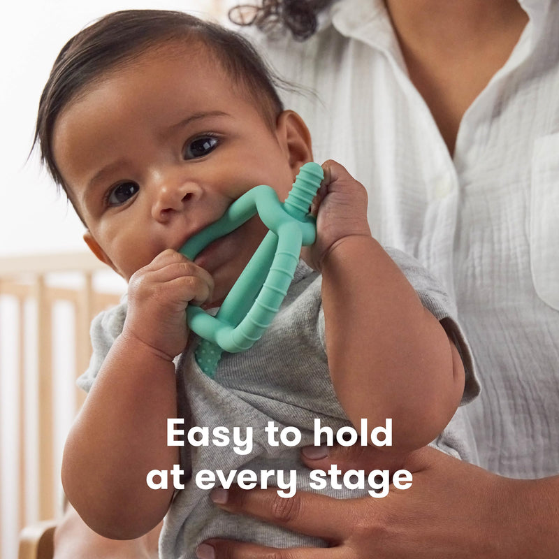 [Australia] - Frida Baby Get-A-Grip BabyTeether for Teething Relief | 100% Food-Grade Silicone Teething Toys for Baby 0-6, 12, 18 Months Infant, BPA-Free, PVC-Free | Teal Muted Teal 