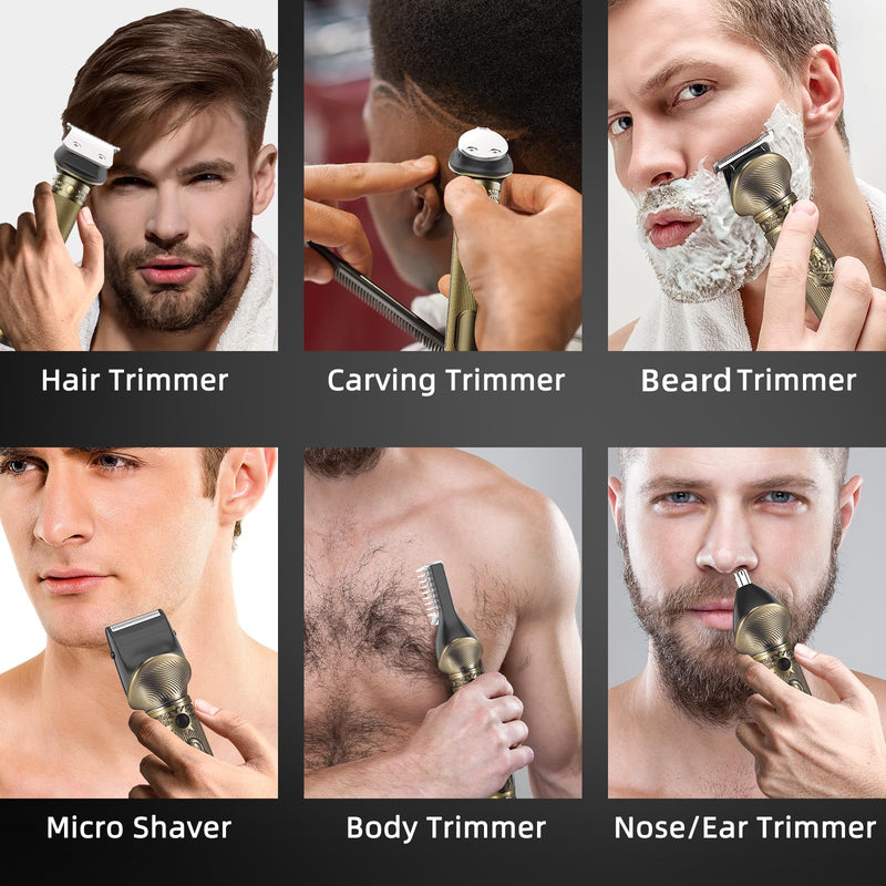 [Australia] - REHOYO Beard Trimmer Hair Trimmer Men, Nose & Ear Trimmer, 6-in-1 Body Groomer Men Kit, Cordless Rechargeable Hair Trimmer with Storage Box, Stainless Steel Blades Bronze 