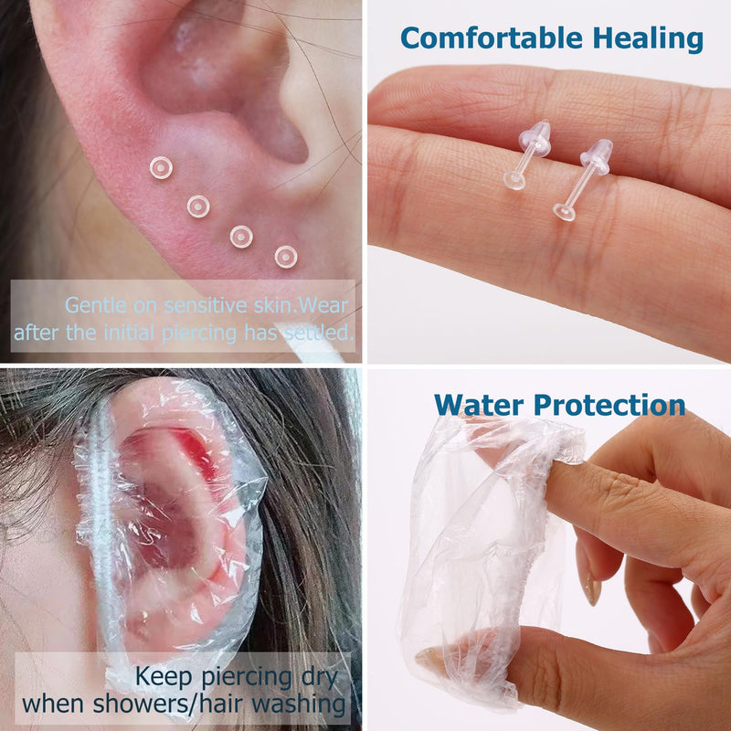 [Australia] - KRFY Ear Piercing Kit Sets, Disposable Stainless Steel Ear Piercing Gun with Preloaded Stud Earrings for Women, Self Pierce Studs Kit Tool, Flat Back Hoop Earrings Cartilage Jewelry Gold Plated/Silver Style 1-Gold 