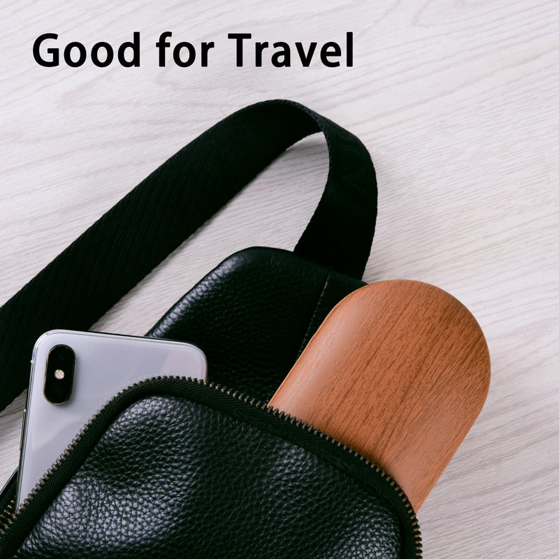 [Australia] - Muf 2-in-1 Double-Sided Portable Contact Lens Case and Glasses Case, Dual-Use Design with Built-in Mirror, Tweezers and Contact Lens Solution, Bottle Included for Travel Set Walnut Wood 