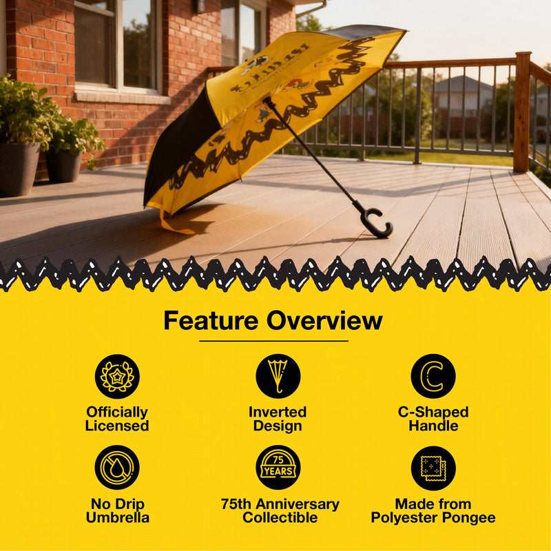 Mark Feldstein, Peanuts Gang Zig Zag 75th Anniversary Revers-A-Brella Umbrella, 43 Inch Diameter