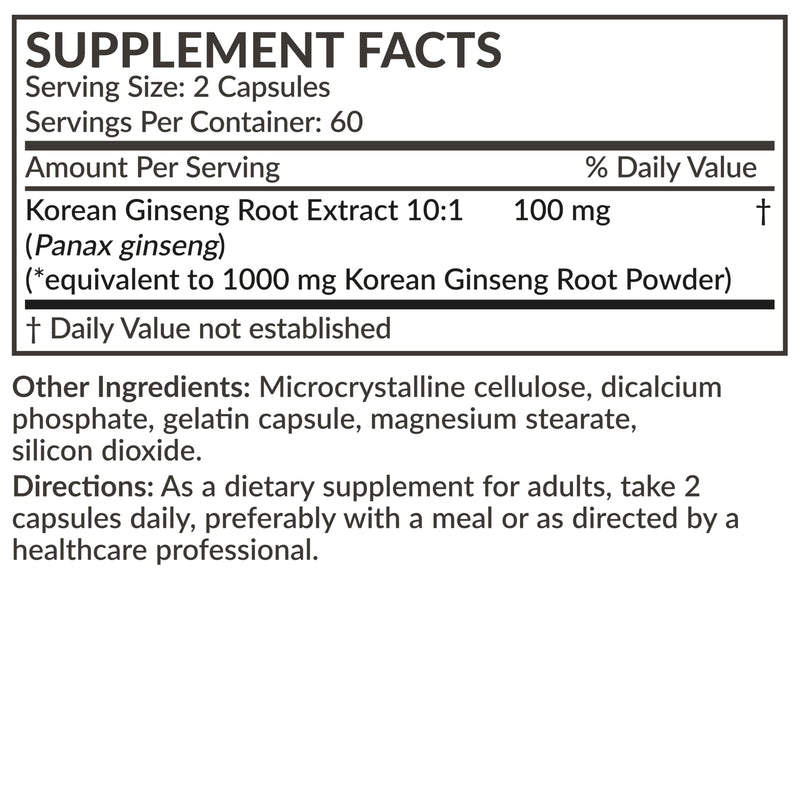 [Australia] - Futurebiotics Korean Panax Ginseng 1000 MG Per Serving Energy, Memory & Brain Health Support, Non-GMO, 120 Capsules 