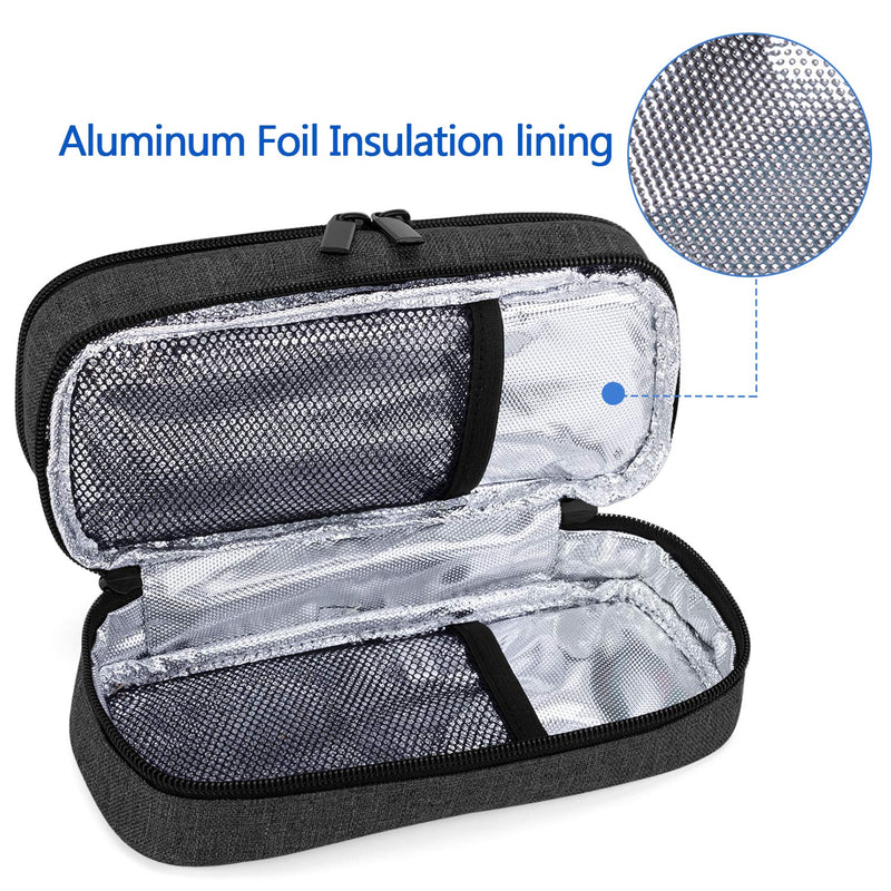 [Australia] - Yarwo Cooler Bag for Insulin, Diabetes Accessories Bag, Diabetic Bag for Diabetes Syringes, Insulin Injection Storage Bag with 2 Ice Packs, Medium, Black M 