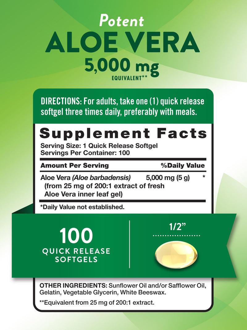 [Australia] - Nature's Truth Aloe Vera Softgels | 5000mg | 100 Count | Non-GMO and Gluten Free Supplement 