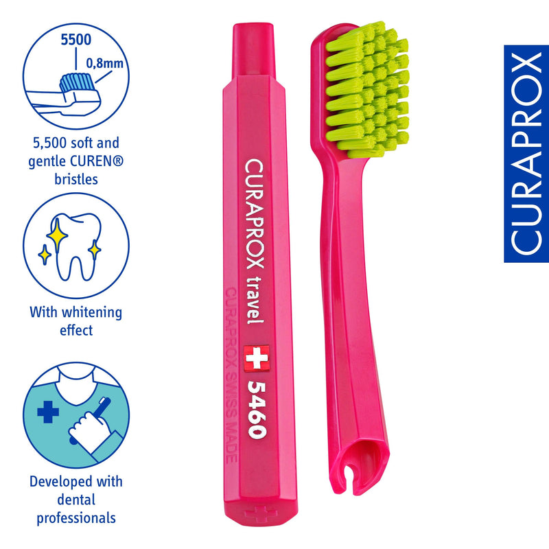 Curaprox Travel Kit - CS 5460 Toothbrush with 'Be You' Toothpaste | 2 CPS Prime Interdental Brushes 07 and 09 | Dental Care Kit 9.5 cm x 6 cm | Blue