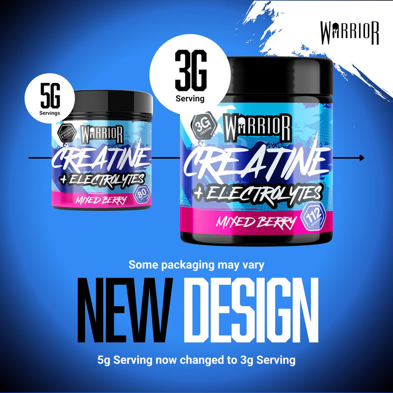Warrior Creatine Monohydrate + Electrolytes 360g (112 Servings) – Creatine & Electrolyte Powder Drink – Micronised Creatine Powder for Strength, Performance & Hydration – Mixed Berry | 112 Servings, Micronised Creatine Powder, For Strength, Performance...