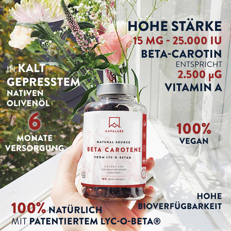 [Australia] - Beta Carotene Capsules High Dose for Tanning 25000 IU Vitamin A High Dose - Beta Carotene Tanning Capsules with Lyc-O-Beta and Extra Virgin Olive Oil for a Radiant Complexion - 180 Softgel Capsules 