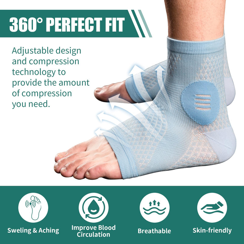 2Pairs Neuropathy Socks for Women Men, Ankle Compression Sleeve,Diabetic Neuropathy Sock,Soothe Pain Relief Compression Socks for Plantar Fasciitis and Ankle Swelling Gray XL X-Large