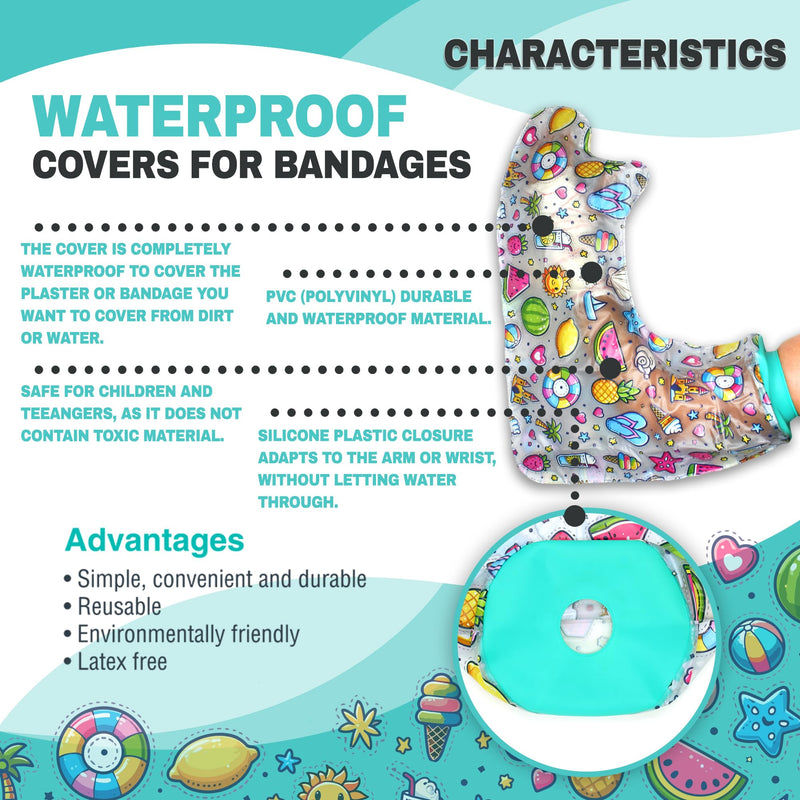 [Australia] - DOJA Barcelona | Plaster protection waterproof arm child | 392x535mm| Shower protection PVC plaster protection with silicone closure | Waterproof arm protector for plaster casts | Waterproof for shower or swimming pool 