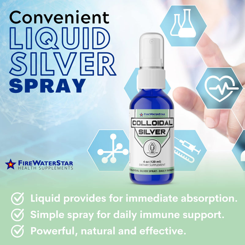 [Australia] - FWS Colloidal Silver Spray - 4 oz - Clear Silver - 50 ppm - 99.99% Pure Silver - Daily Immune Support 