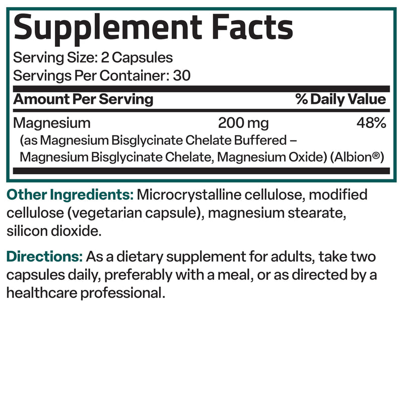 [Australia] - Bronson Magnesium Glycinate 200 MG per Serving Chelated for High Absorption, Gentle On Stomach, Non-GMO, 60 Vegetarian Capsules 60 Count (Pack of 1) 