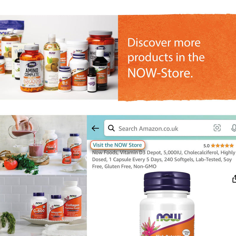 Now Foods Vitamin D3 Supplement Softgels, 25 mcg, 180-Count 180 Softgels