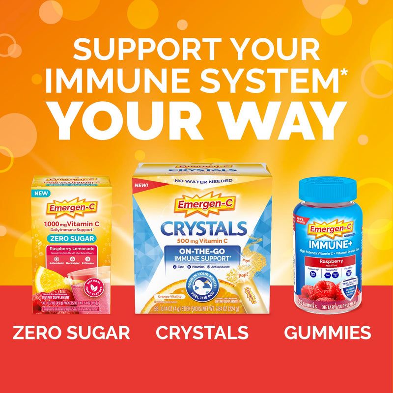 Emergen-C Hydration+ Vitamin C Sports Drink Mix, Raspberry, 18 Packets | Electrolytes for Hydration, 75% Less Sugar, Non-GMO, Vitamin C, Zinc and Manganese, Sports Formula 0.33 Ounce (Pack of 18)