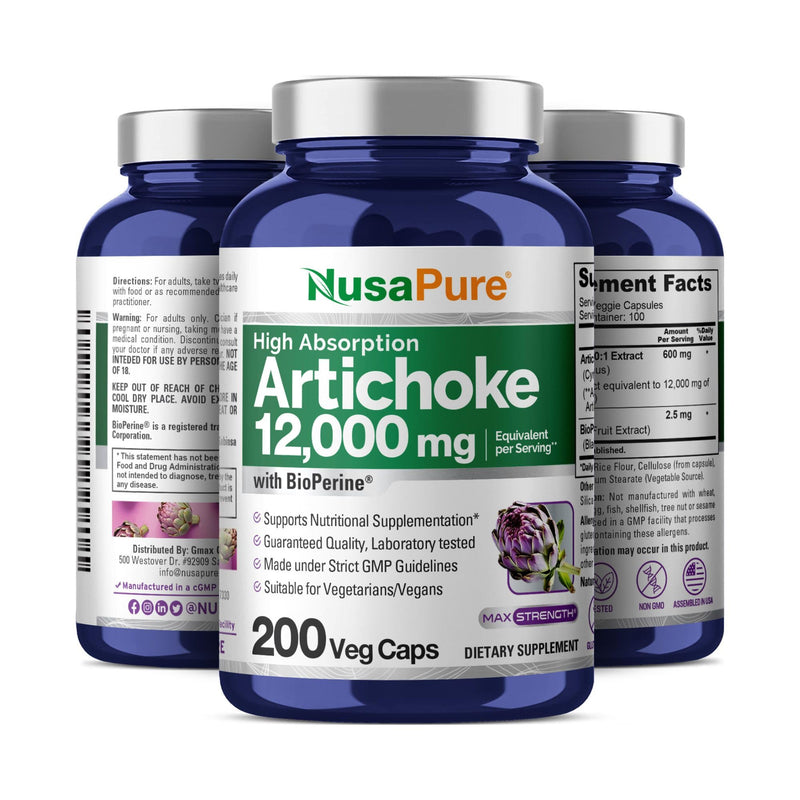 [Australia] - NusaPure Artichoke Extract 12000mg 200 Veggie caps (Non-GMO, Gluten Free, Extract 20:1) 