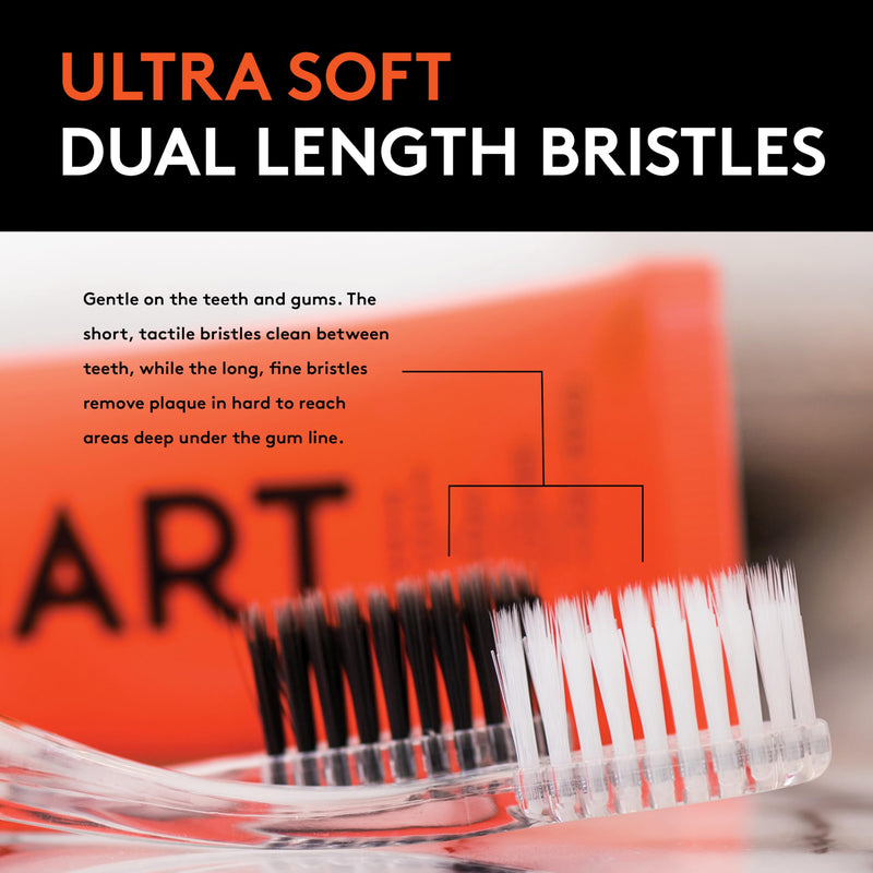 LINHART Extra Soft Toothbrush – Teeth Whitening Toothbrush (2 Pack, Orange and White) 3 Count (Pack of 2)