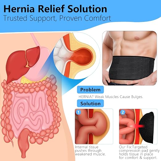 Umbilical Hernia Belt for Men and Women,Abdominal Support Binder with Compression Pad, Belly Button Umbilical Hernia Belts for Men(XXL) XX-Large