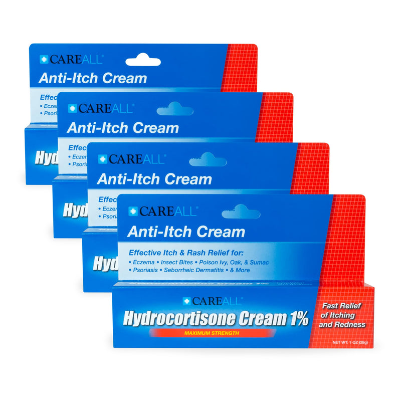 [Australia] - CareAll Hydrocortisone 1%, 1oz Tube (Pack of 4), Maximum Strength Anti-Itch Cream, Relief from Itching and Redness from Bug Bites, Eczema, Psoriasis, Poison Ivy, Oak and Sumac 