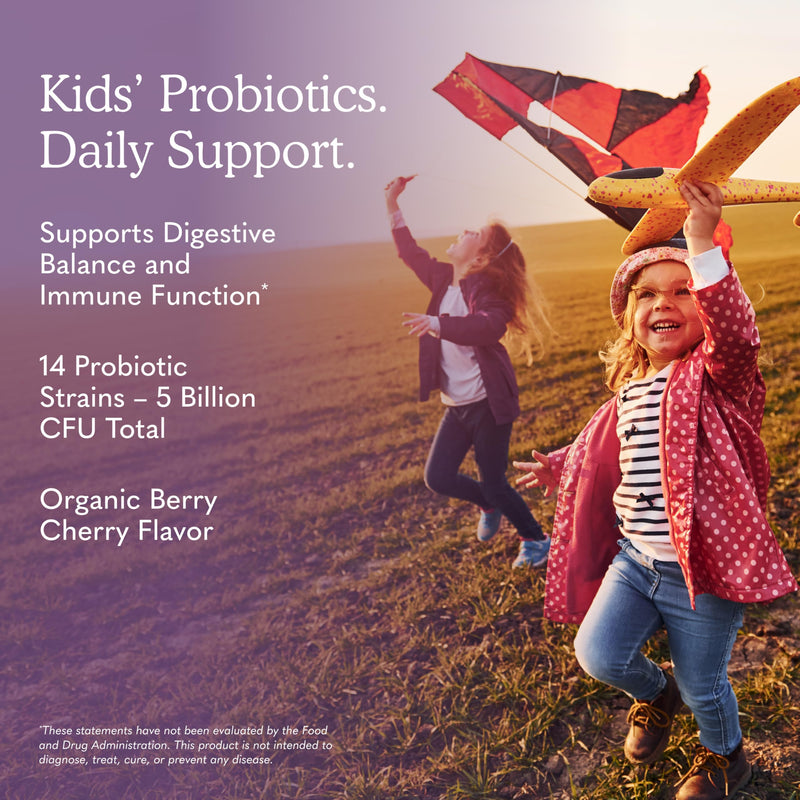 Garden of Life Dr. Formulated Probiotics Organic Kids+ plus Vitamin C & D - Berry Cherry - Gluten, Dairy & Soy Free Immune & Digestive Health Supplement, No Added Sugar, 30 Chewables (Shelf Stable) 30ct Shelf Stable (Pack of 1)
