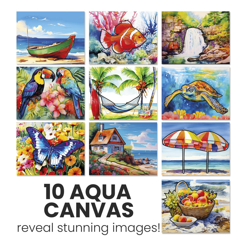 [Australia] - QUOKKA 10PACK Water Painting Dementia Activities for Seniors - Tropics Vacation Memories - Alzheimers Products for Elderly - Activities for People with Dementia - Crafts for Seniors Tropics Set 