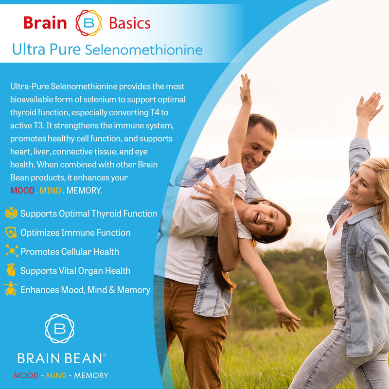 [Australia] - Brain Basics Ultra-Pure Selenomethionine - Proper Thyroid Function and Immune System Support - 200 mcg Most Bioavailable Selenium - 90 Servings 