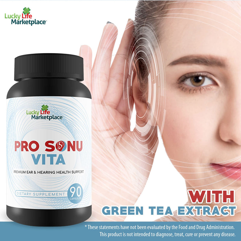 Pro Sonu Vita - Natural Ear Support Supplement - Promote Improved Auditory Function & Hearing with Vitamins, Minerals, Antioxidants, & Herbal Extracts - Aid Inner Ear & Middle Ear Health