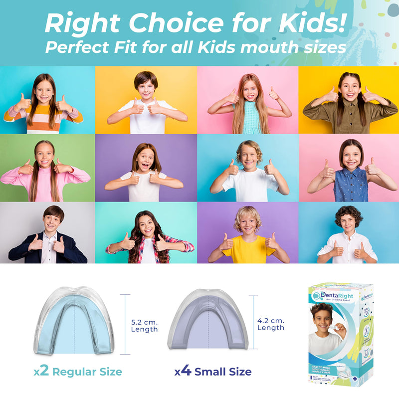 6-Pack Moldable Mouth Guards for Teeth Grinding and Clenching – Reusable, Trimmable Custom Fit Anti-Grinding Guards – 2 Sizes (4 Small + 2 Regular) for Small Mouths