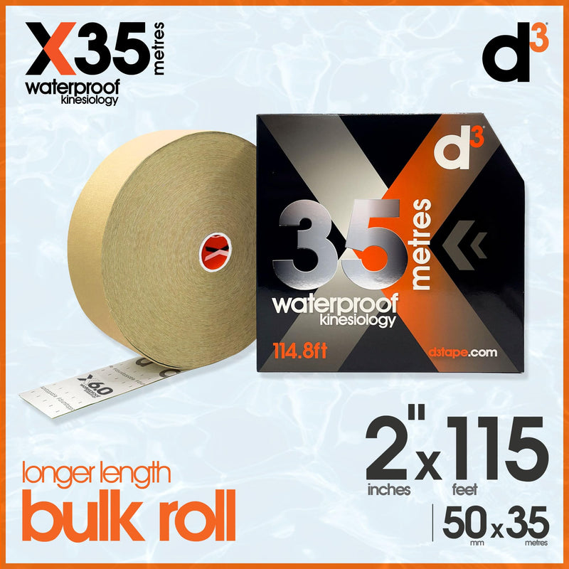 [Australia] - X35 Extra Long Xtreme Waterproof Sweatproof Kinesiology Tape Roll Beige - 2in x 115ft Latex-Free Hypoallergenic Joint Muscle Sports Medical Injury Support 