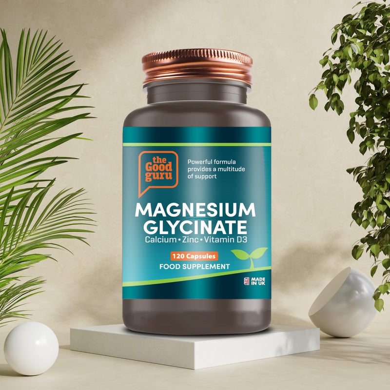 Magnesium Glycinate 300mg Capsules – 9-in-1 Magnesium Supplement with Zinc, Calcium, Copper, Boron Glycinate D3, K2 | Bone & Muscle Support Magnesium Glycinate Capsule - 120 Capsules - The Good Guru