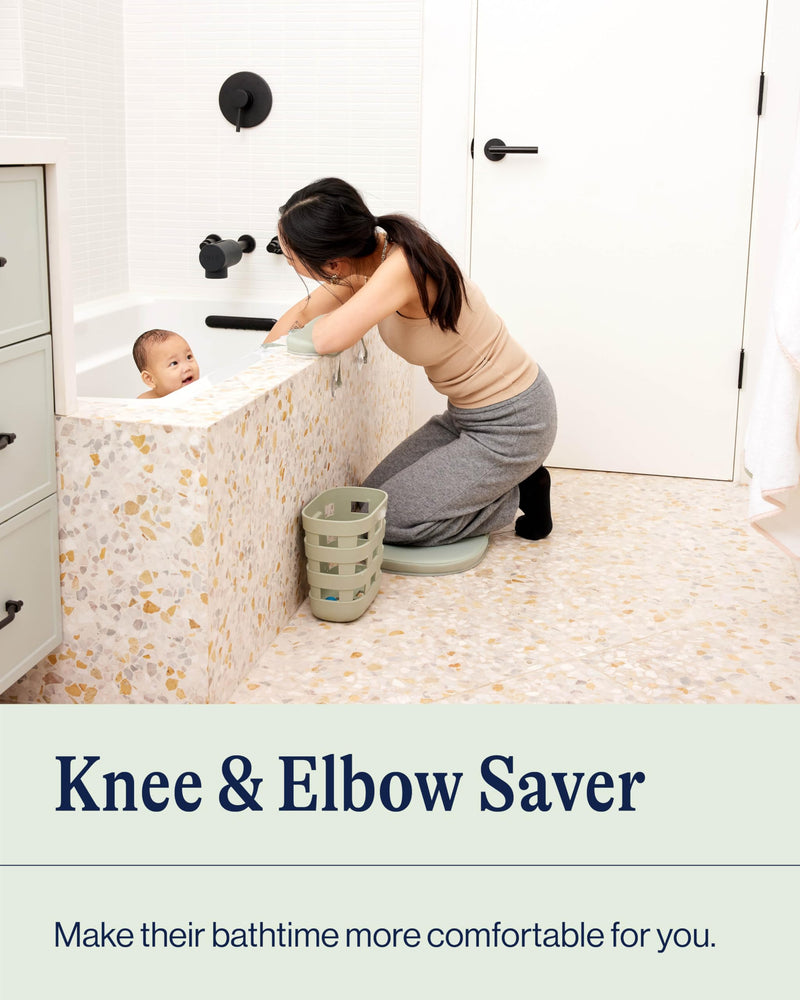 [Australia] - Lalo Knee & Elbow Saver - Foldable Padded Cushions for Bathtime Relief, Quick-Dry, Suction Cups for Stability, Bath Kneeler and Elbow Rest Pad Set 17 x 11.5 in Knee Pad & 16 x 4.5 in Elbow Pad - Sage 