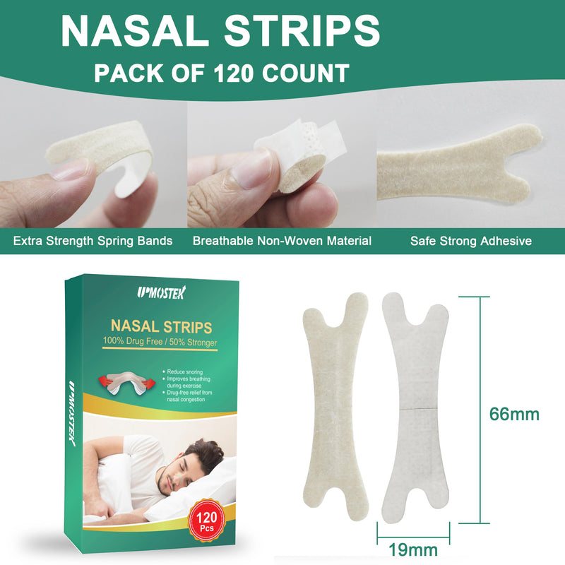 [Australia] - Nasal Strips for Snoring, 120 Count Extra Strength Nose Strips for Breathing, Sleep Snore Strips for Men Women, Relieve Nasal Congestion Due to Colds & Allergies, Anti Snoring - Tan 66 mm x 19 mm 