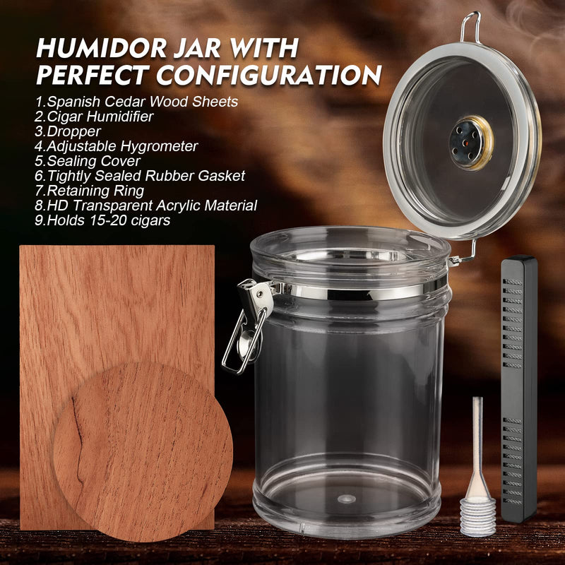 [Australia] - XIFEI Acrylic Humidor Jar with Humidifier and Hygrometer,humidor That can Hold About 18 Cigars (Clear) 