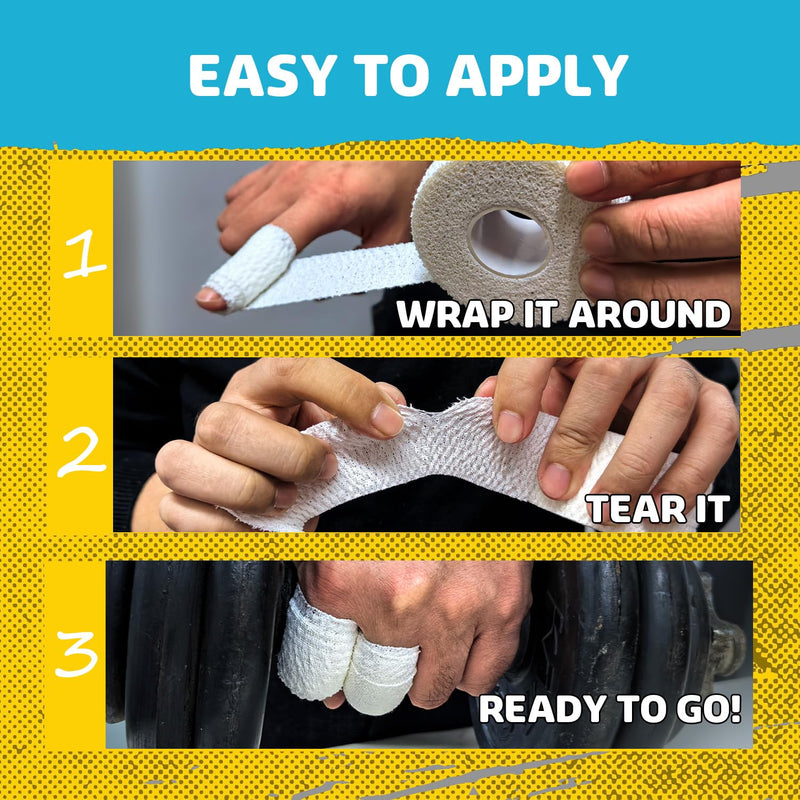 Athletic Grip Tape - Weightlifting Thumb Tape, Hook Grip Tape 4-Pack for Powerlifting, Cross Training (1.5in x23ft White) 4 rolls