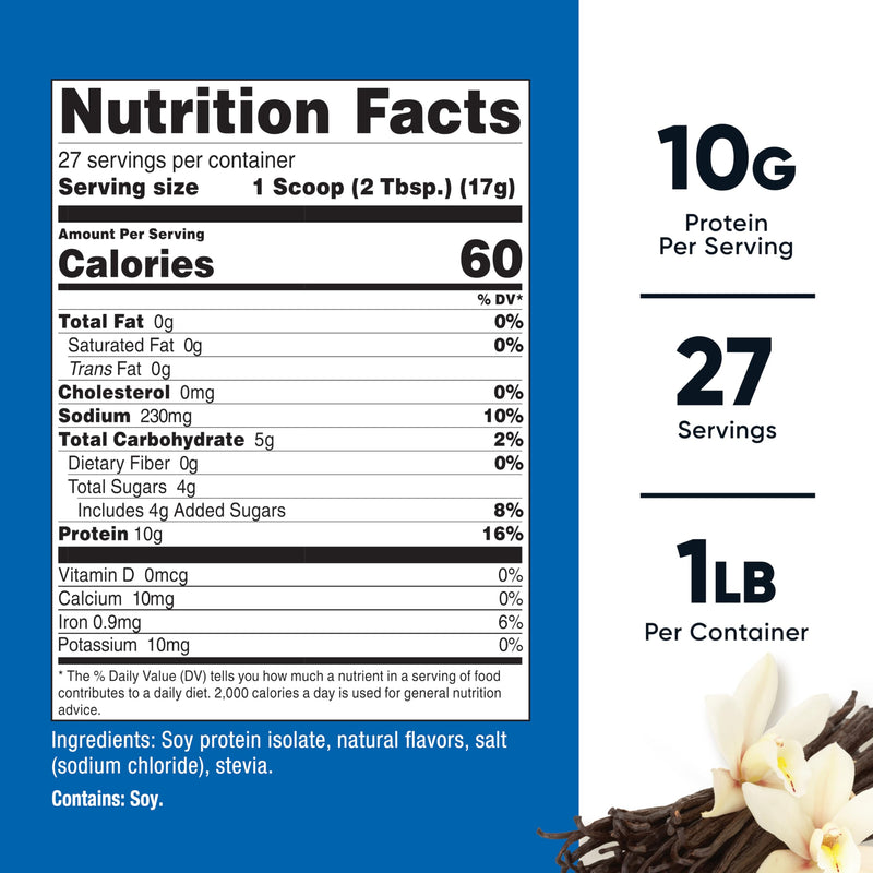 [Australia] - Nutricost Soy Protein Isolate Powder, 1 LB Vanilla - 10 Grams of Protein Per Serving, Vegan, GMO-Free & Gluten Free 