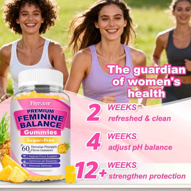 2 Packs Feminine Balance Gummies for Women, Pineapple Flavor | PH Balance Gummies Support Women's Health, Vaginal Flora, Gut Health & Immune System, Vegan, Gelatin & Gluten-Free, 120 Count 60 Count (Pack of 2)