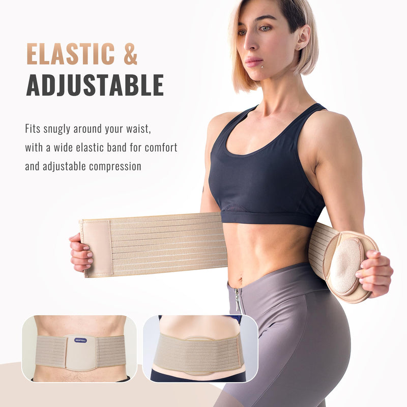 [Australia] - Abdominal Hernia Belt, Abdominal Hernia Belt for Men, Women, Belly Button Umbilical Hernia Binder w/1 Hernia Compression Pads L 1 