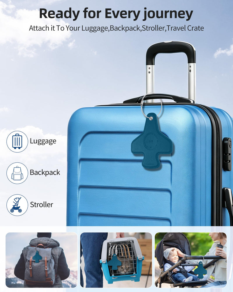 Luggage Tag, Built-in Smart Bluetooth Tracker, Plane Travel Essentials | Item Finder Compatible with Apple Find My (iOS) & Google Find Hub (Android) for Luggage, Bag and More, Rechargeable, Black