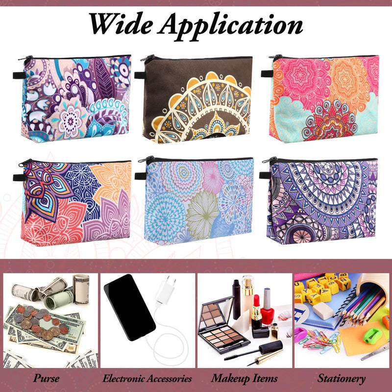 20 Pcs Bulk Makeup Bag for Women Appreciation Gifts for Teacher Canvas Cosmetic Bags with Zipper Pouches Waterproof Travel Toiletry Organizer for Girls Mother Teacher Nurse Bridesmaids (Mandala) 20 Mandala