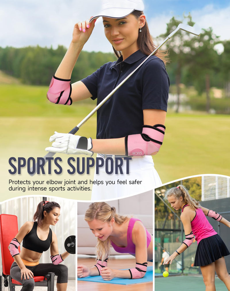 [Australia] - SueH Design Tennis Elbow Brace for Men and Women, Elbow Brace for Tennis Elbow, Golfer's Elbow, Tendonitis, Pain Relief, Elbow Brace (Pack of 2), Pink 